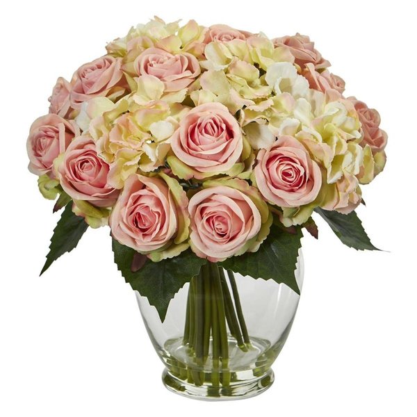 Nearly Naturals Rose & Hydrangea Bouquet Artificial Arrangement 1837